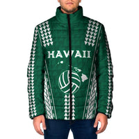 Polynesian Hawaii Volleyball Custom Padded Jacket Green Kakau with Map Motif - Polynesian Pride