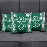 Polynesian Hawaii Volleyball Custom Pillow Cover Green Kakau with Map Motif - Polynesian Pride