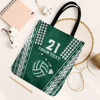 Polynesian Hawaii Volleyball Custom Tote Bag Green Kakau with Map Motif - Polynesian Pride