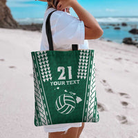 Polynesian Hawaii Volleyball Custom Tote Bag Green Kakau with Map Motif - Polynesian Pride