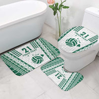Polynesian Hawaii Volleyball Custom Bathroom Set White Kakau with Map Motif - Polynesian Pride