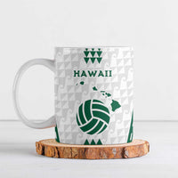 Polynesian Hawaii Volleyball Custom Ceramic Mug White Kakau with Map Motif - Polynesian Pride