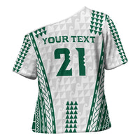 Polynesian Hawaii Volleyball Custom Cross Shoulder Shirt White Kakau with Map Motif - Polynesian Pride