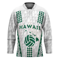 Polynesian Hawaii Volleyball Custom Hockey Jersey White Kakau with Map Motif LT9 Unisex White - Polynesian Pride