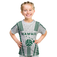 Polynesian Hawaii Volleyball Custom Kid T Shirt White Kakau with Map Motif LT9 White - Polynesian Pride