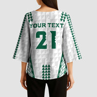 Polynesian Hawaii Volleyball Custom Kimono Sleeve Blouse White Kakau with Map Motif - Polynesian Pride