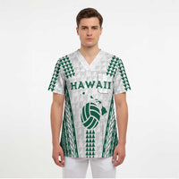 Polynesian Hawaii Volleyball Custom Scrub Top White Kakau with Map Motif - Polynesian Pride