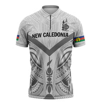 New Caledonia Football Custom Zipper Polo Shirt Go Champions Les Cagous - Polynesian Pride