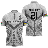 New Caledonia Football Custom Zipper Polo Shirt Go Champions Les Cagous - Polynesian Pride
