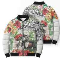 Skeleton Love for Valentine’s Day Bomber Puffer Jacket Polynesian Tribal Love Forever - Polynesian Pride