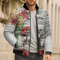 Skeleton Love for Valentine’s Day Bomber Puffer Jacket Polynesian Tribal Love Forever - Polynesian Pride