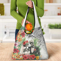 Skeleton Love for Valentine’s Day Grocery Bag Polynesian Tribal Love Forever