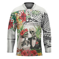 Skeleton Love for Valentines Day Hockey Jersey Polynesian Tribal Love Forever LT9 Unisex White - Polynesian Pride