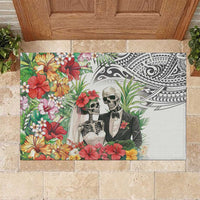 Skeleton Love for Valentines Day Rubber Doormat Polynesian Tribal Love Forever LT9 White - Polynesian Pride