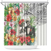 Skeleton Love for Valentines Day Shower Curtain Polynesian Tribal Love Forever LT9 White - Polynesian Pride