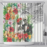 Skeleton Love for Valentines Day Shower Curtain Polynesian Tribal Love Forever LT9 - Polynesian Pride