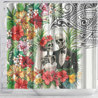 Skeleton Love for Valentines Day Shower Curtain Polynesian Tribal Love Forever LT9 - Polynesian Pride