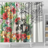 Skeleton Love for Valentines Day Shower Curtain Polynesian Tribal Love Forever LT9 - Polynesian Pride