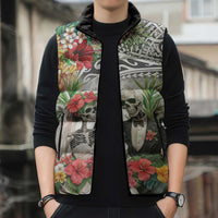 Skeleton Love for Valentine’s Day Sleeveless Puffer Jacket Polynesian Tribal Love Forever - Polynesian Pride