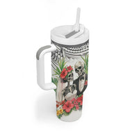 Skeleton Love for Valentine’s Day Tumbler With Handle Polynesian Tribal Love Forever