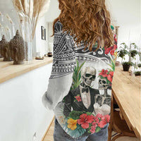 Skeleton Love for Valentine’s Day Women Casual Shirt Polynesian Tribal Love Forever