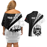 Personalised Tonga Emancipation Day Couples Matching Off Shoulder Short Dress and Hawaiian Shirt Since 1970 Ngatu Tribal Pattern LT9 - Polynesian Pride