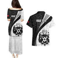 Personalised Tonga Emancipation Day Couples Matching Puletasi and Hawaiian Shirt Since 1970 Ngatu Tribal Pattern LT9 - Polynesian Pride