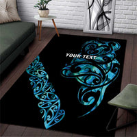 All Black Maori Tribal Tattoo Personalised Area Rug Polynesian Style