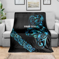 All Black Maori Tribal Tattoo Personalised Blanket Polynesian Style
