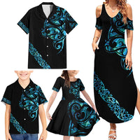 All Black Maori Tribal Tattoo Personalised Family Matching Summer Maxi Dress and Hawaiian Shirt Polynesian Style