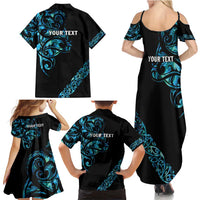 All Black Maori Tribal Tattoo Personalised Family Matching Summer Maxi Dress and Hawaiian Shirt Polynesian Style