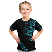All Black Maori Tribal Tattoo Personalised Kid T Shirt Polynesian Style