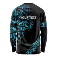 All Black Maori Tribal Tattoo Personalised Long Sleeve Shirt Polynesian Style