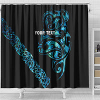 All Black Maori Tribal Tattoo Personalised Shower Curtain Polynesian Style