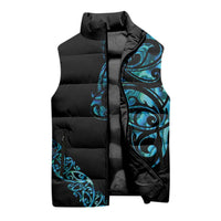 All Black Maori Tribal Tattoo Personalised Sleeveless Puffer Jacket Polynesian Style - Polynesian Pride