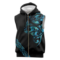 All Black Maori Tribal Tattoo Personalised Sleeveless Zip Hoodie Polynesian Style LT9 Black - Polynesian Pride