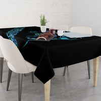 All Black Maori Tribal Tattoo Personalised Tablecloth Polynesian Style