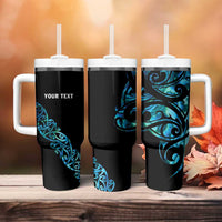 All Black Maori Tribal Tattoo Personalised Tumbler With Handle Polynesian Style
