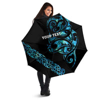 All Black Maori Tribal Tattoo Personalised Umbrella Polynesian Style LT9 - Polynesian Pride