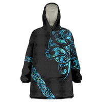 All Black Maori Tribal Tattoo Personalised Wearable Blanket Hoodie Polynesian Style