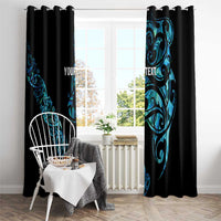All Black Maori Tribal Tattoo Personalised Window Curtain Polynesian Style
