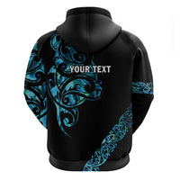 All Black Maori Tribal Tattoo Personalised Zip Hoodie Polynesian Style