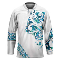 All White Maori Tribal Tattoo Personalised Hockey Jersey Polynesian Style LT9 Unisex White - Polynesian Pride
