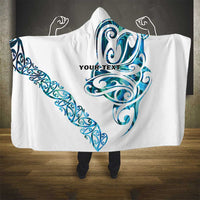 All White Maori Tribal Tattoo Personalised Hooded Blanket Polynesian Style