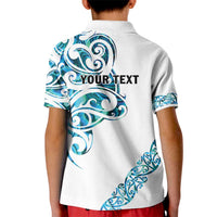 All White Maori Tribal Tattoo Personalised Kid Polo Shirt Polynesian Style LT9 - Polynesian Pride