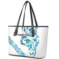All White Maori Tribal Tattoo Personalised Leather Tote Bag Polynesian Style