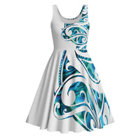 All White Maori Tribal Tattoo Personalised Midi Dress Polynesian Style - Polynesian Pride