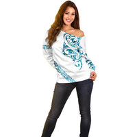 All White Maori Tribal Tattoo Personalised Off Shoulder Sweater Polynesian Style