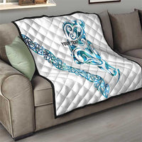 All White Maori Tribal Tattoo Personalised Quilt Polynesian Style