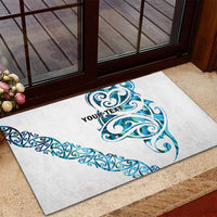 All White Maori Tribal Tattoo Personalised Rubber Doormat Polynesian Style